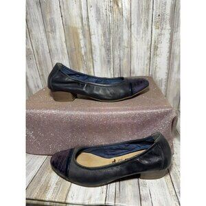 Tamari’s Ballet Flats Black And Purple Leather Block Heel Size 39